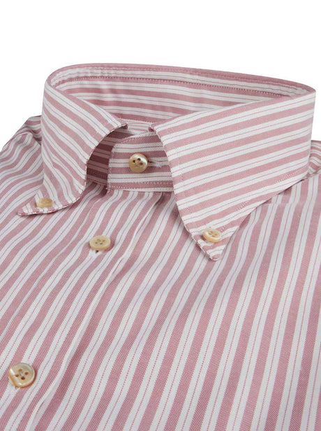 Stenströms Shirts Stenströms - Dark Pink Striped Oxford Shirt