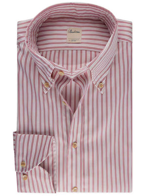 Stenströms Shirts Stenströms - Dark Pink Striped Oxford Shirt