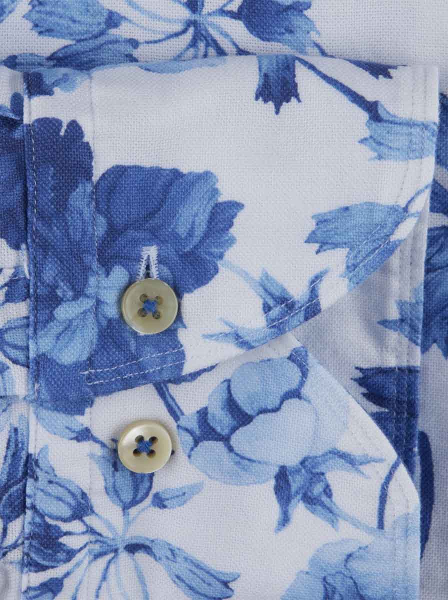 Stenströms Shirts Stenströms - Fitted Body Button Down Floral Print Shirt