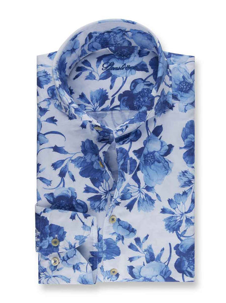 Stenströms Shirts Stenströms - Fitted Body Button Down Floral Print Shirt