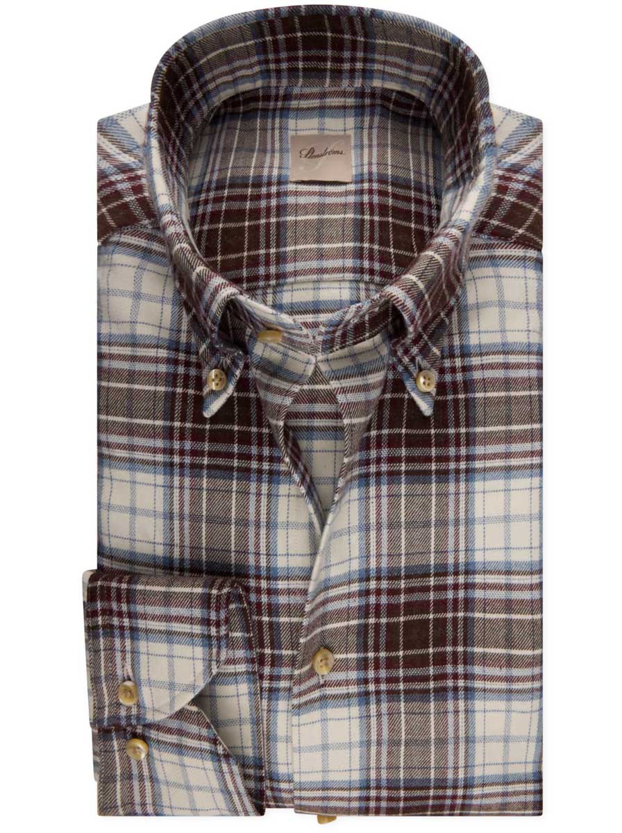 Stenströms Shirts Stenströms - Flannel Burgundy Check Shirt