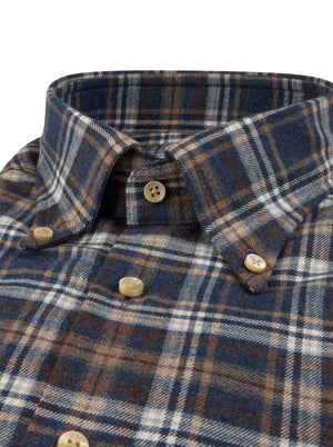 Stenströms Shirts Stenströms - Flannel Dark Blue Check Shirt