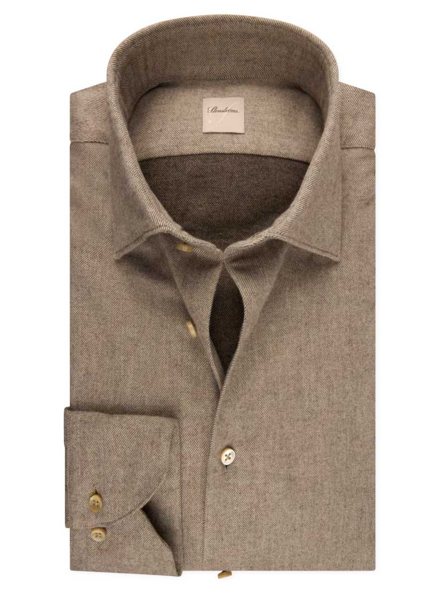 Stenströms Shirts Stenströms - Flannel Twill Beige Shirt