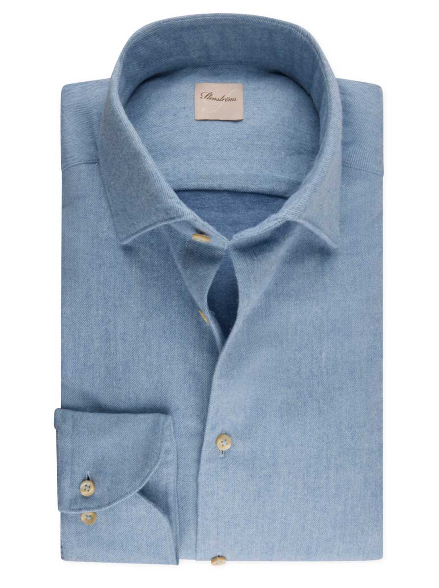 Stenströms Shirts Stenströms - Flannel Twill Blue Shirt