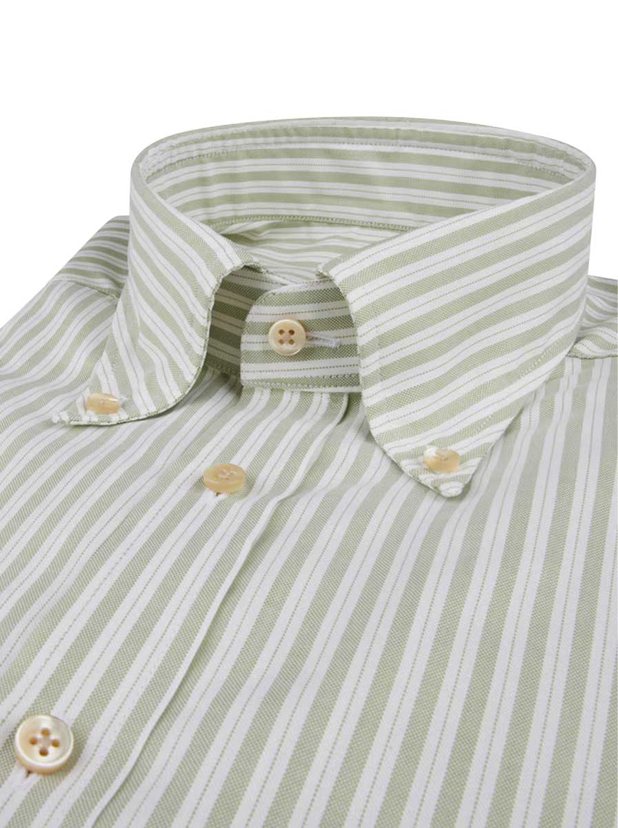 Stenströms Shirts Stenströms - Light Green Striped Oxford Shirt