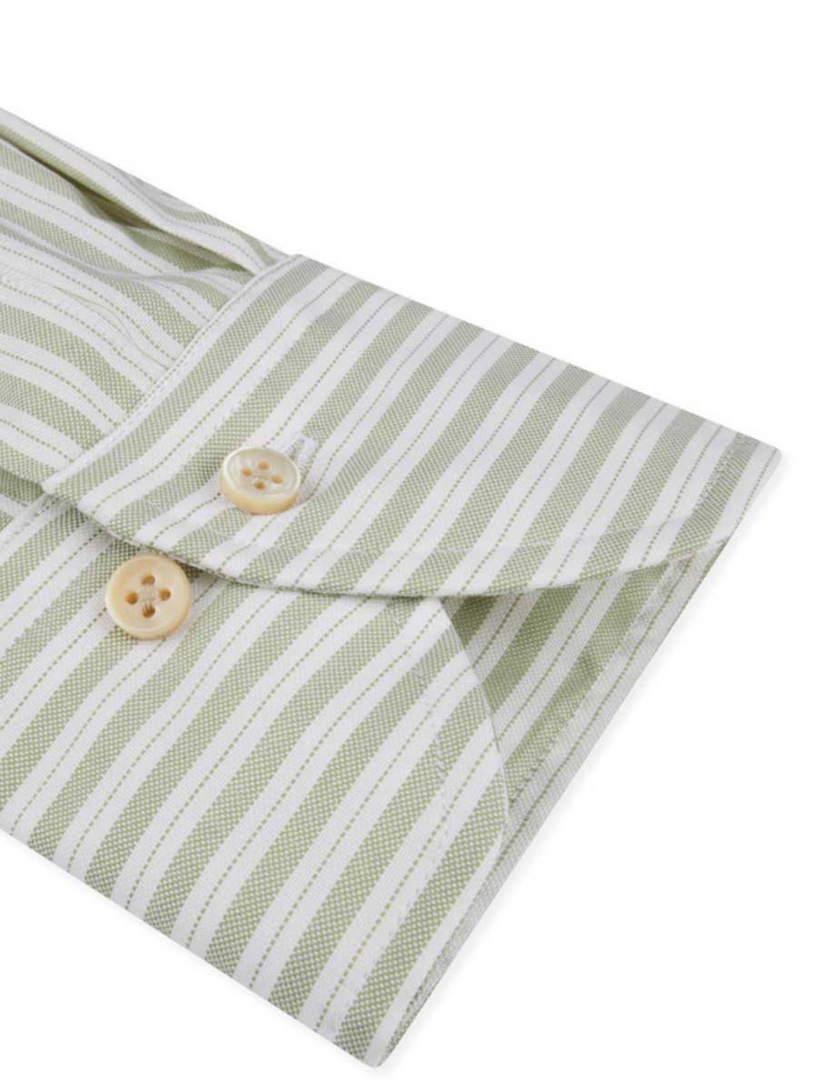 Stenströms Shirts Stenströms - Light Green Striped Oxford Shirt