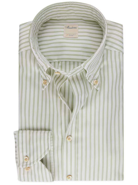 Stenströms Shirts Stenströms - Light Green Striped Oxford Shirt