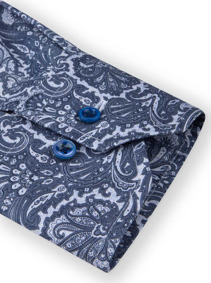 Stenströms Shirts Stenströms - Shirt - Blue Paisley Cotton Twill Shirt