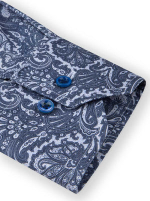 Stenströms Shirts Stenströms - Shirt - Blue Paisley Cotton Twill Shirt