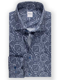 Stenströms Shirts Stenströms - Shirt - Blue Paisley Cotton Twill Shirt