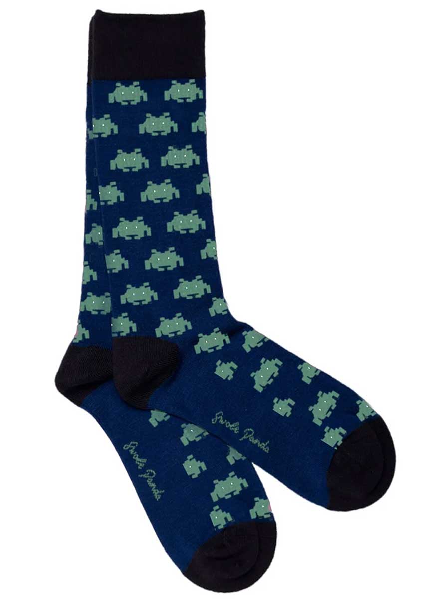 Swole Panda Socks Swole Panda - Alien Motif Bamboo Blue Socks