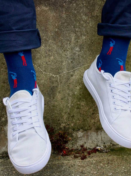Swole Panda Socks Swole Panda - Golfer Motif Bamboo Blue Socks
