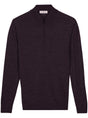 Thomas Maine Knitwear & Jumpers Thomas Maine - 1/4 Zip Aubergine Merino Wool Jumper
