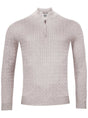 Thomas Maine Knitwear & Jumpers Thomas Maine - 1/4 Zip Beige Cashmere/Wool Cable Jumper