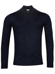 Thomas Maine Knitwear & Jumpers Thomas Maine - 1/4 Zip Navy Merino Wool Jumper