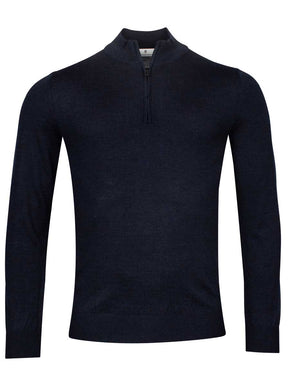 Thomas Maine Knitwear & Jumpers Thomas Maine - 1/4 Zip Navy Merino Wool Jumper