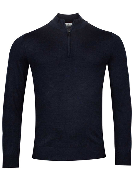 Thomas Maine Knitwear & Jumpers Thomas Maine - 1/4 Zip Navy Merino Wool Jumper
