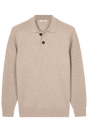Thomas Maine Knitwear & Jumpers Thomas Maine - Long Sleeve Beige Lambs Wool Polo
