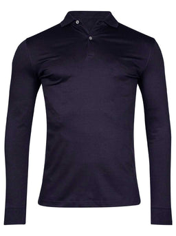 Thomas Maine Knitwear & Jumpers Thomas Maine - Long Sleeve Navy Cotton Polo