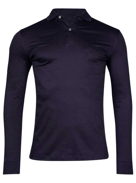 Thomas Maine Knitwear & Jumpers Thomas Maine - Long Sleeve Navy Cotton Polo