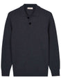 Thomas Maine Knitwear & Jumpers Thomas Maine - Long Sleeve Navy Lambs Wool Polo