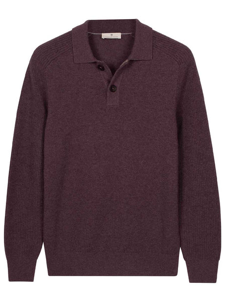 Thomas Maine Knitwear & Jumpers Thomas Maine - Long Sleeve Purple Lambs Wool Polo