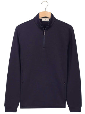 Thomas Maine Knitwear & Jumpers Thomas Maine - Sweatshirt 1/4 Zip Navy Cotton Blend