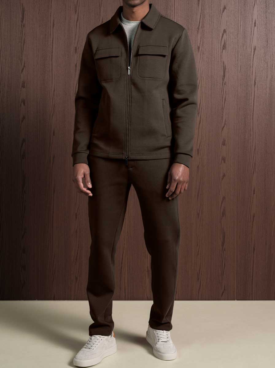 Thomas Maine Knitwear & Jumpers Thomas Maine - Sweatshirt Full Zip Brown Cotton Blend
