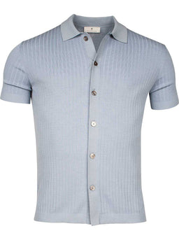 Thomas Maine Polo & T-Shirts Thomas Maine - Full Button Polo in Light Blue