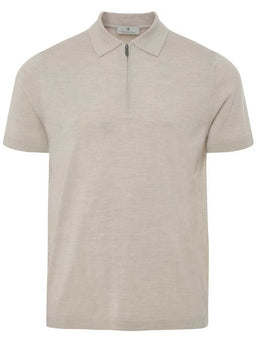 Thomas Maine Polo & T-Shirts Thomas Maine - Knitted Polo With Zip in Beige