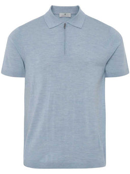 Thomas Maine Polo & T-Shirts Thomas Maine - Knitted Polo With Zip in Sky Blue