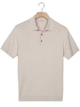 Thomas Maine Polo & T-Shirts Thomas Maine - Ribbed Knitted Beige Polo