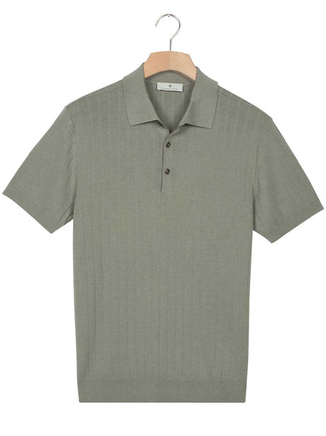 Thomas Maine Polo & T-Shirts Thomas Maine - Ribbed Knitted Sage Polo