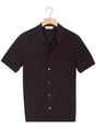 Thomas Maine Short Sleeve Shirts Thomas Maine - Ribbed Knitted Chocolate Short Sleeve Shirt