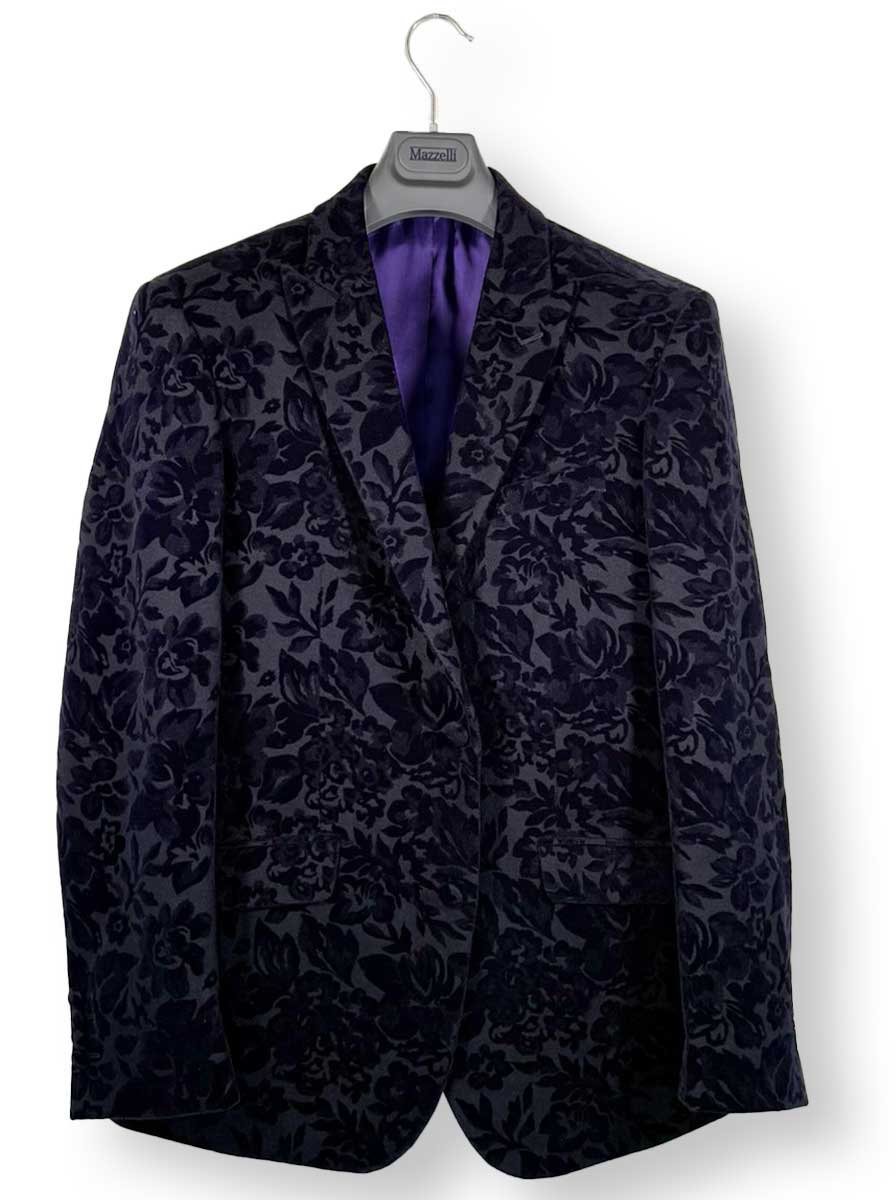 Torre Jacket/Blazer Mazzelli - Floral Printed Navy Velvet