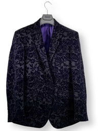 Torre Jacket/Blazer Mazzelli - Floral Printed Navy Velvet