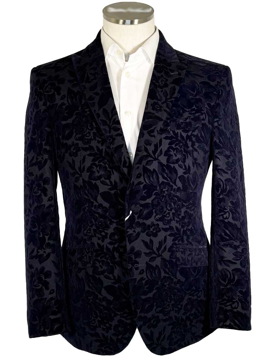 Torre Jacket/Blazer Mazzelli - Floral Printed Navy Velvet