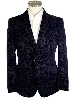 Torre Jacket/Blazer Mazzelli - Floral Printed Navy Velvet