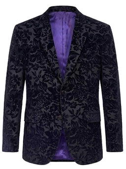 Torre Jacket/Blazer Mazzelli - Floral Printed Navy Velvet
