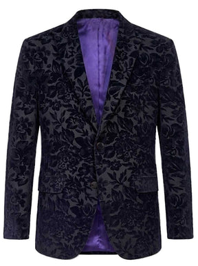 Torre Jacket/Blazer Mazzelli - Floral Printed Navy Velvet