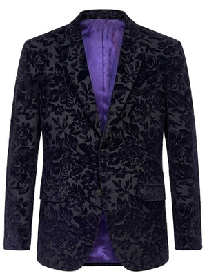 Torre Jacket/Blazer Mazzelli - Floral Printed Navy Velvet