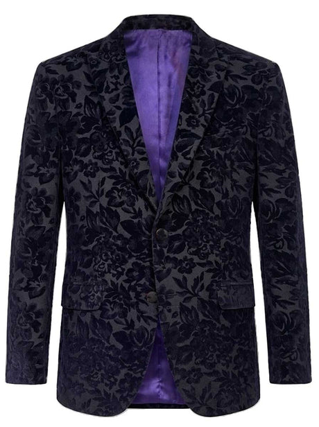 Torre Jacket/Blazer Mazzelli - Floral Printed Navy Velvet