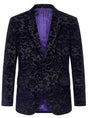 Torre Jacket/Blazer Mazzelli - Floral Printed Navy Velvet
