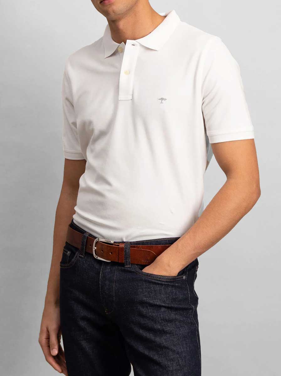 Fynch Hatton - Premium Cotton White Polo Shirt