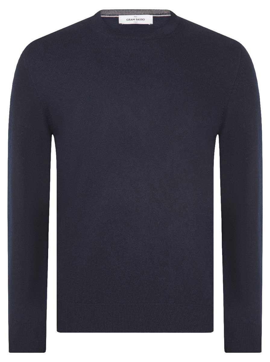 Gran Sasso Knitwear & Jumpers Gran Sasso -  Cashmere/Wool Crew Nack Navy Jumper