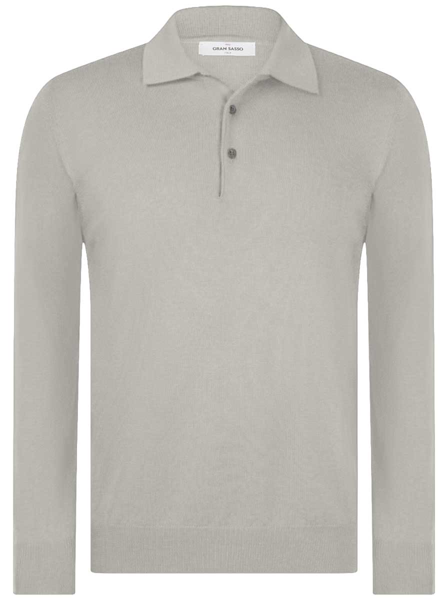 Gran Sasso Knitwear & Jumpers Gran Sasso - Merino Wool Long Sleeve Putty Polo