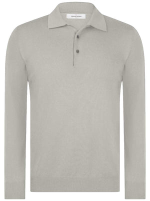 Gran Sasso Knitwear & Jumpers Gran Sasso - Merino Wool Long Sleeve Putty Polo