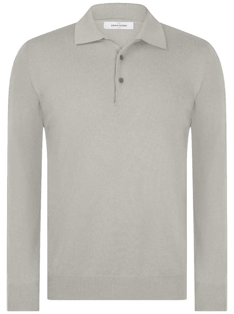 Gran Sasso Knitwear & Jumpers Gran Sasso - Merino Wool Long Sleeve Putty Polo