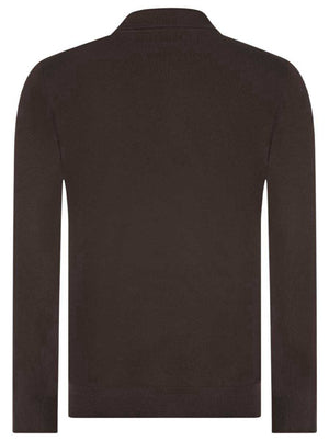Gran Sasso Knitwear & Jumpers Gran Sasso - Merino Wool Long Sleeve Brown Polo