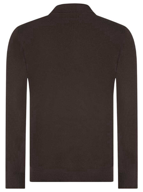 Gran Sasso Knitwear & Jumpers Gran Sasso - Merino Wool Long Sleeve Brown Polo